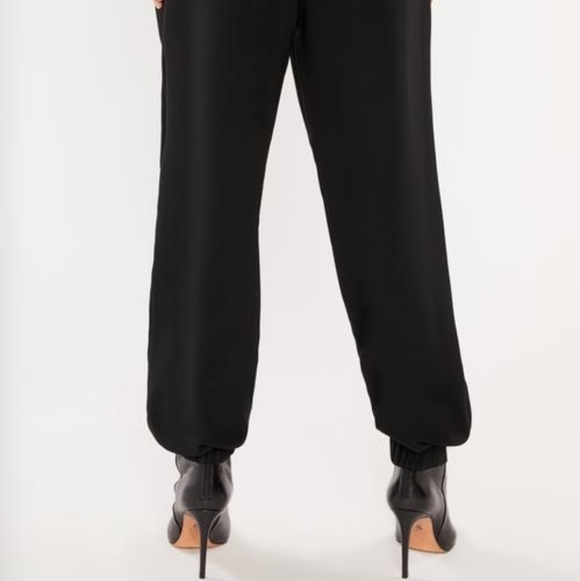 New Cinq A Sept Elaina Crepe Pleated Waist Tapered Elastic Hem Black Pants 00 - Picture 9 of 16